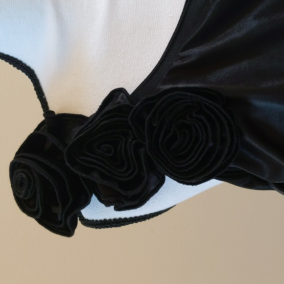 NWT City Triangles Black Satin One Shoulder Mini Dress - Picture 2 of 5